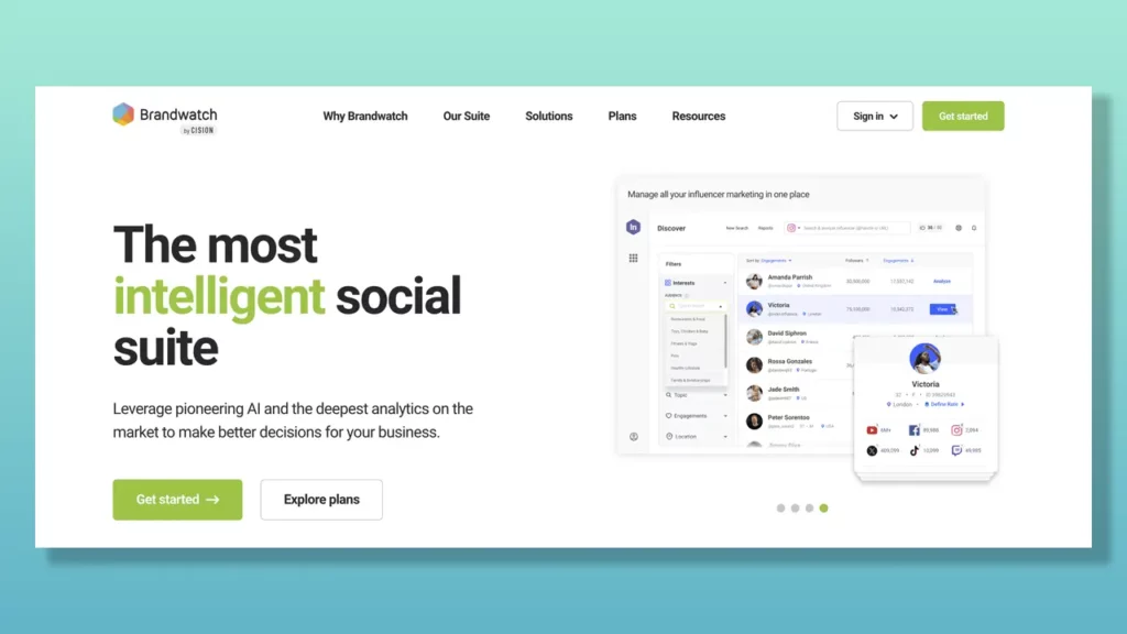 Brandwatch home page.