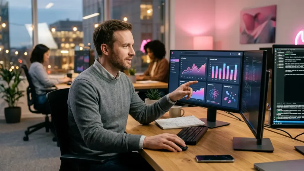 A man analyzing data with AI.