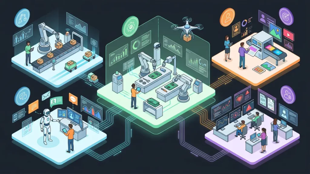 Examples of AI-enabled automation by department.