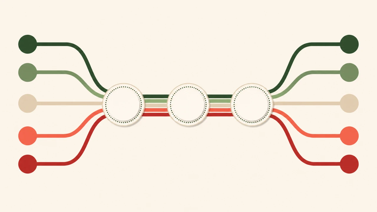 Geometric evaluation paths converging through three conversational AI checkpoints