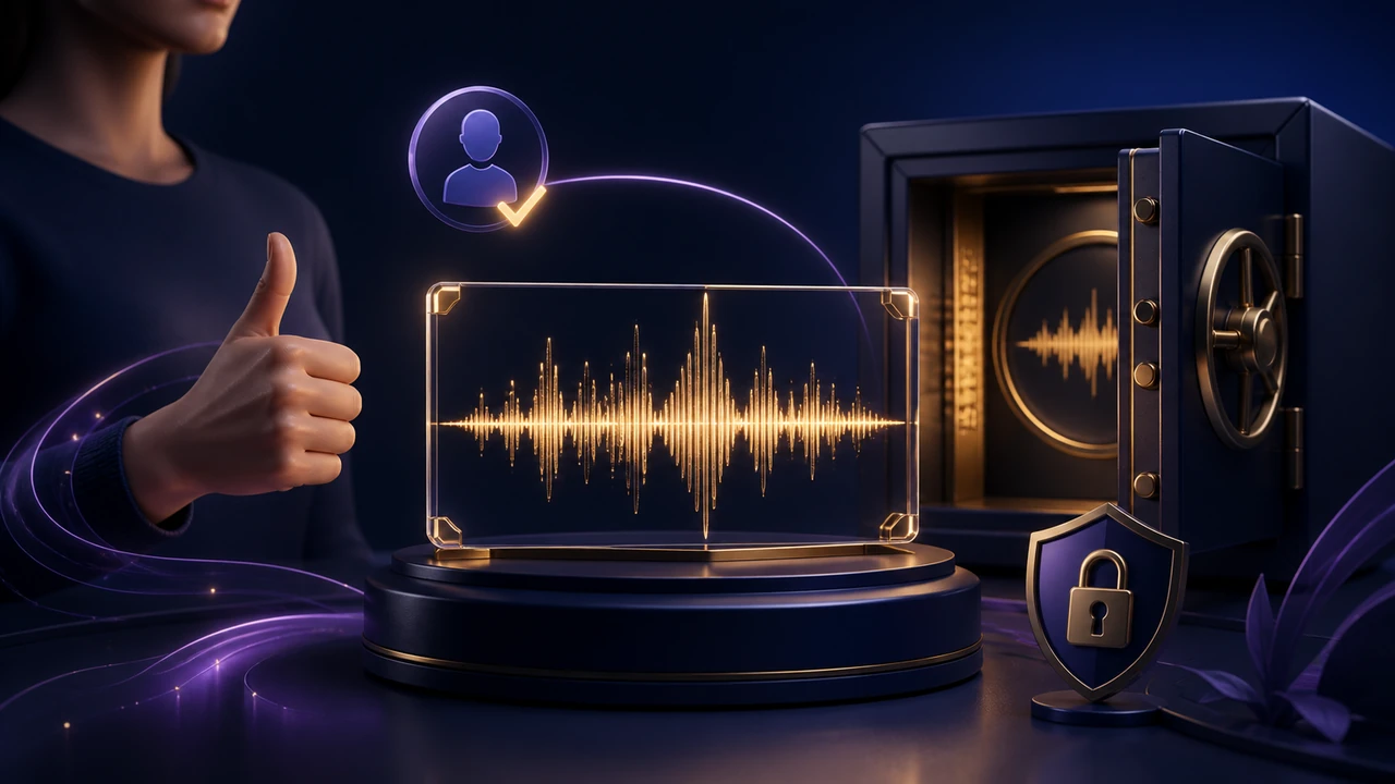 Sound engineer reviewing a consent-based AI voice clone waveform in a recording studio