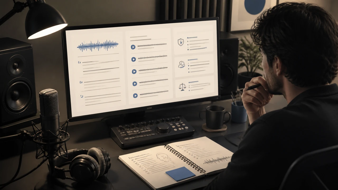 Workflow board showing consent review script generation and human listening
