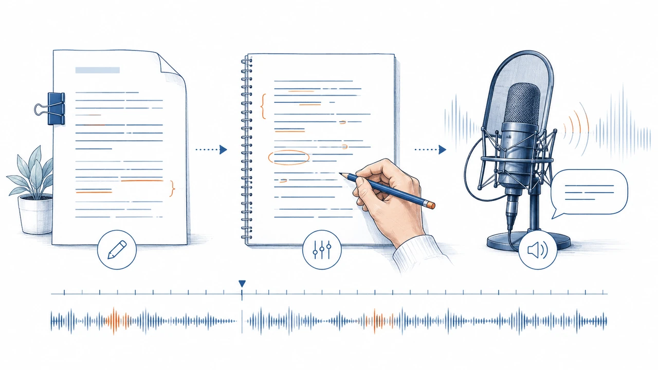 Podcast intro script edited from written copy into a natural spoken version