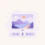 Video frame connected to a microphone and narration waveform