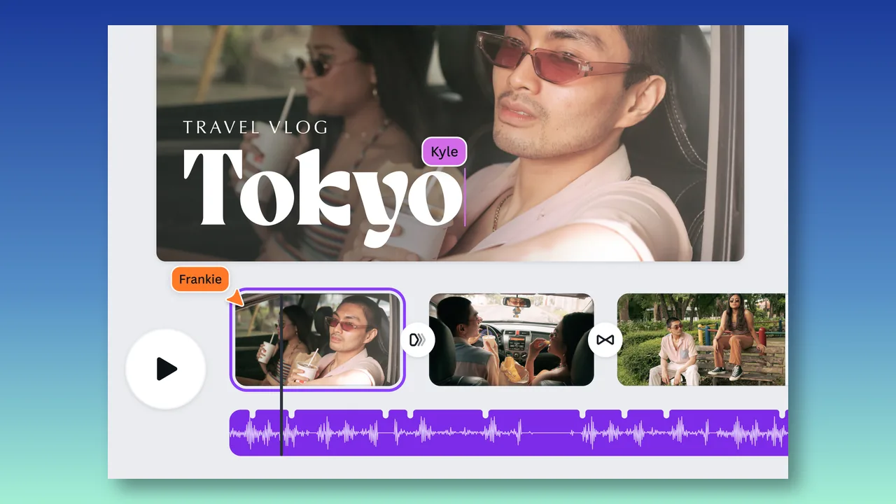 Canva video timeline showing clips aligned with a voiceover waveform