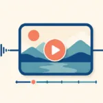 AI voice waveform connected to a video frame and playback timeline