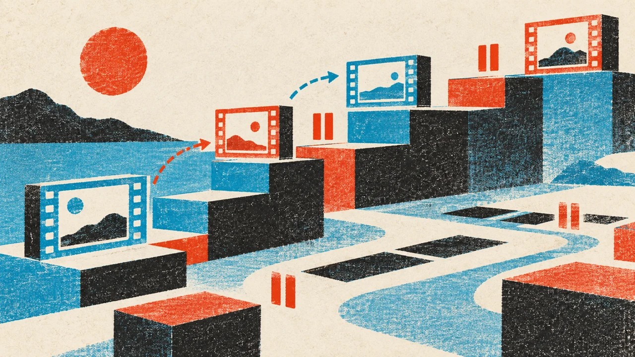 Risograph timing map of pauses and scene blocks for trimming a voiceover