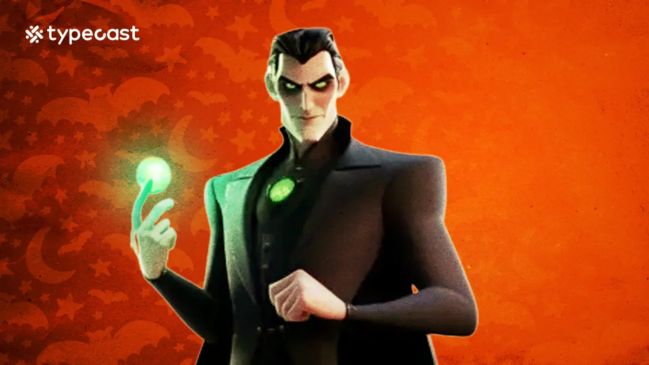 Official Typecast character art of Viktor, a cold and controlled Halloween voice.