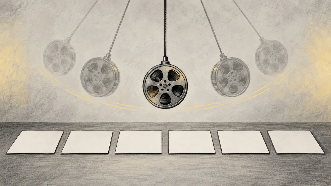 Final explainer script checklist — pendulum and blank scene cards illustrating timing review.