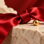 Podcast Outro: Scripts, Calls to Action, and Audio Examples — A tied red ribbon and a gold period symbolize a clear ending.