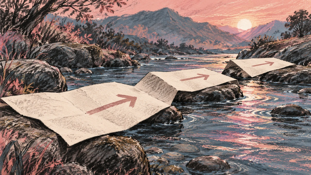 Write narration that works when spoken aloud — Paper stepping stones represent one spoken action at a time.