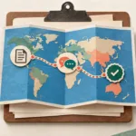 Video Localization Checklist: From Source Script to Final QA — a folded world map carries a route from source script through spoken localization to a QA check.